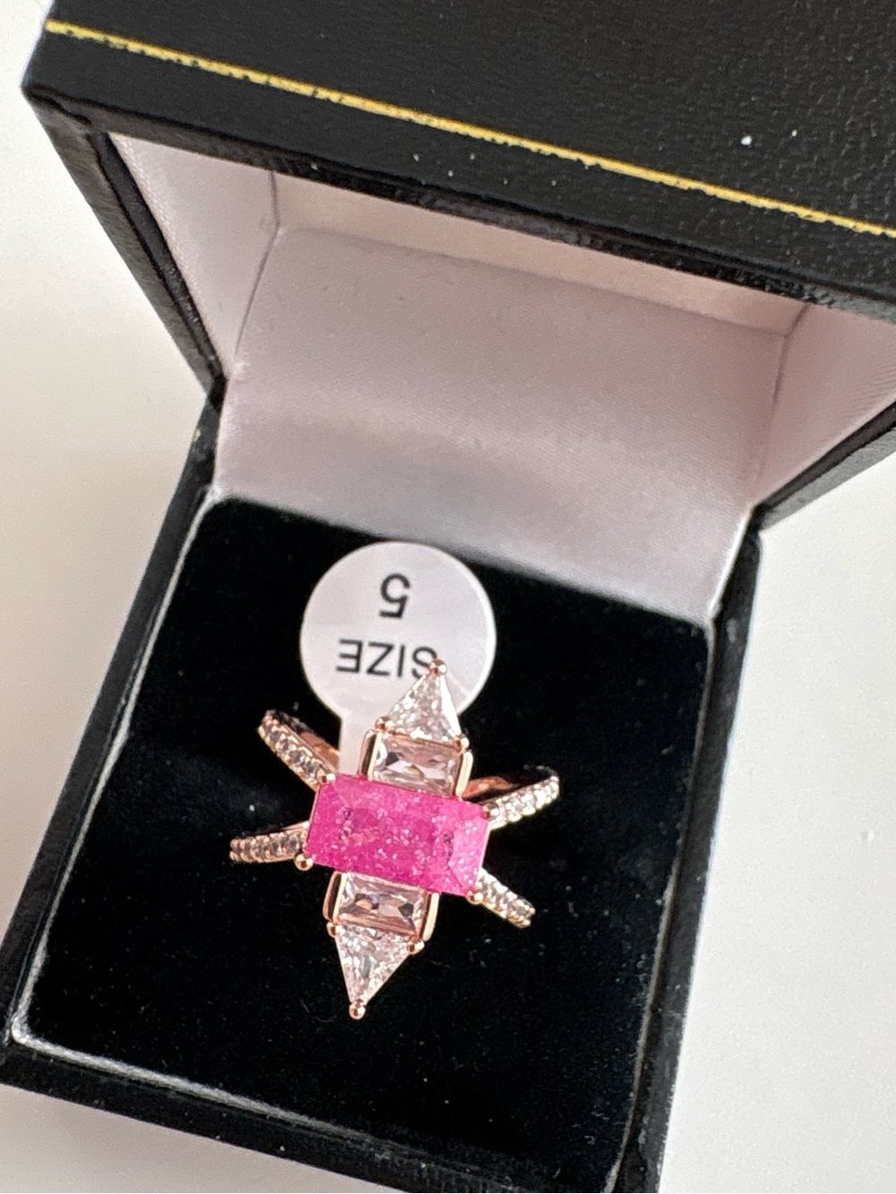 Bomb Party Nebula of Sparkle Ring RBP8380 Pink Ice Crystal Rose Gold Plating